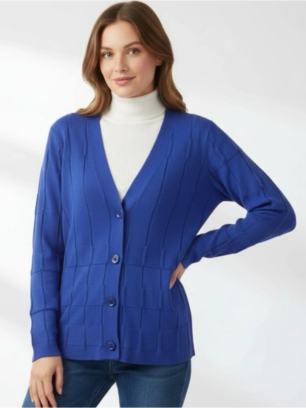Emporio Armani Royal Blue V-Neck Button Cardigan